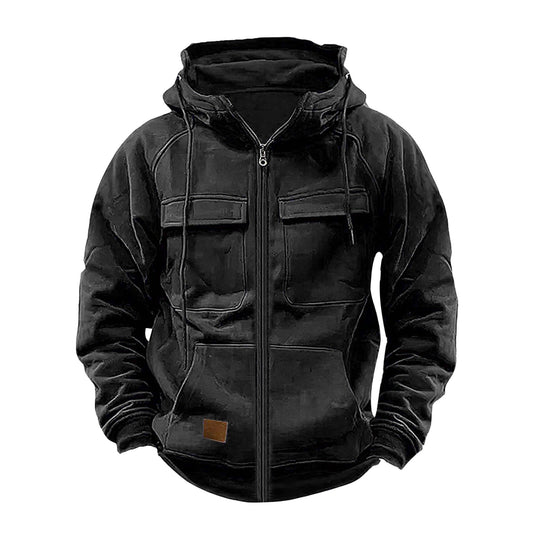 Herren funktionale Kapuzenjacke mit großen Fronttaschen EB