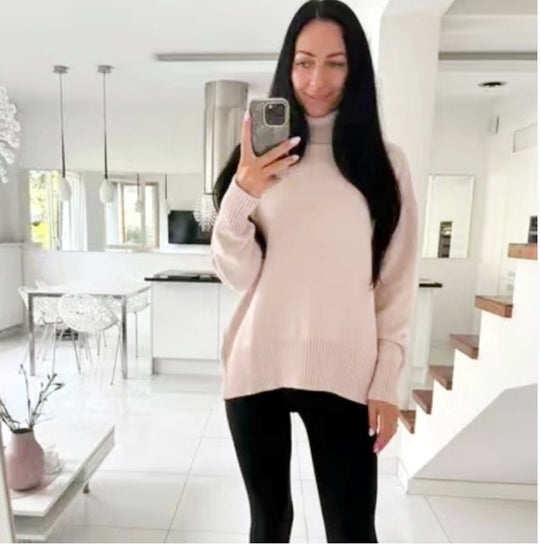 Damen Modischer Rollkragenpullover aus weichem Material EB