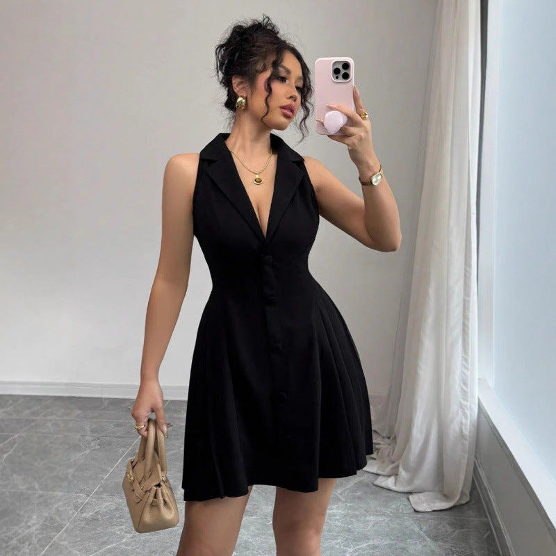 Damen Hemdblusenkleid mit schickem V-Ausschnitt und tailliertem Schnitt EB