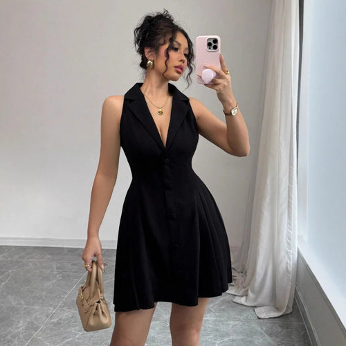 Damen Hemdblusenkleid mit schickem V-Ausschnitt und tailliertem Schnitt EB