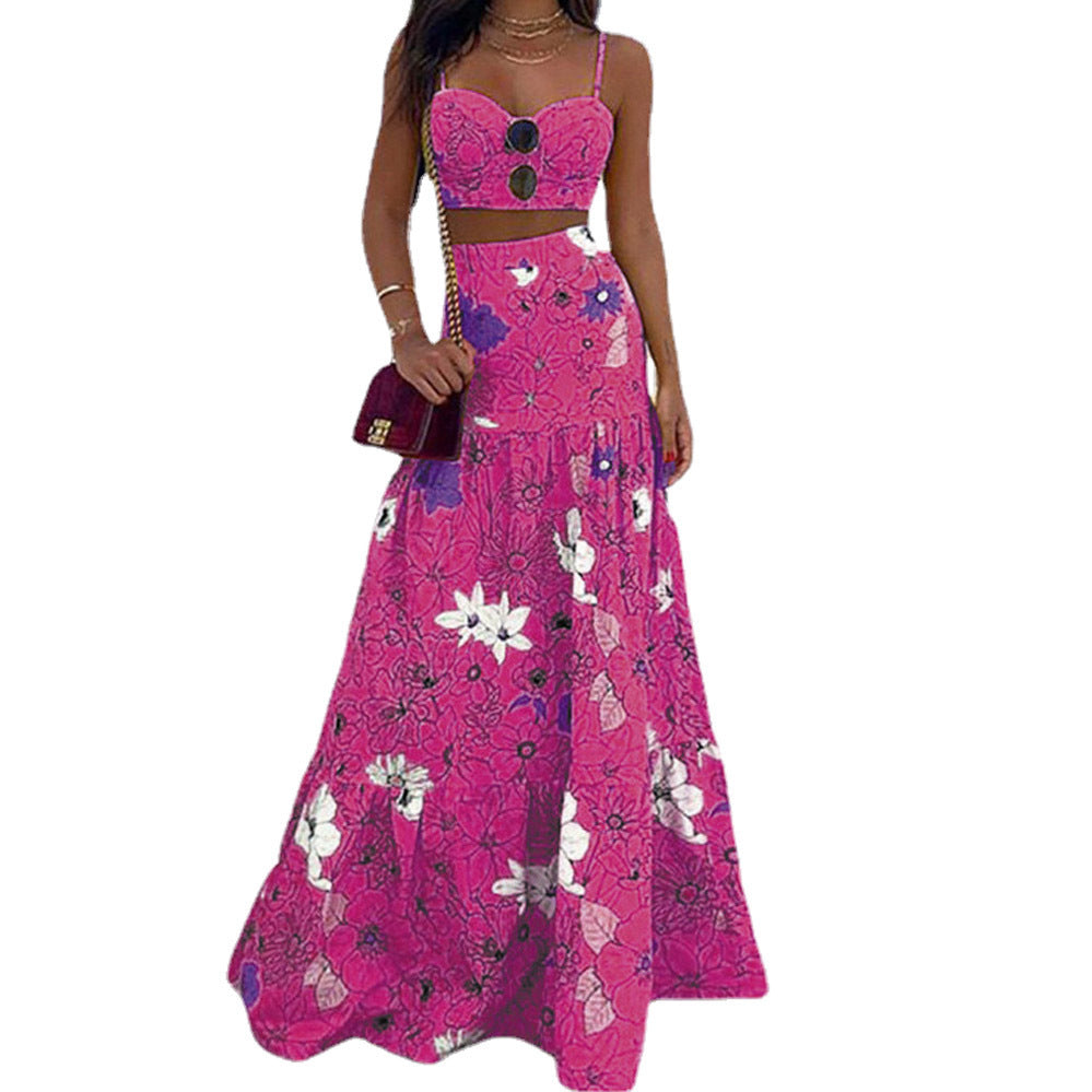 Damen Maxikleid mit floralem Design und schickem Bustier-Oberteil EB