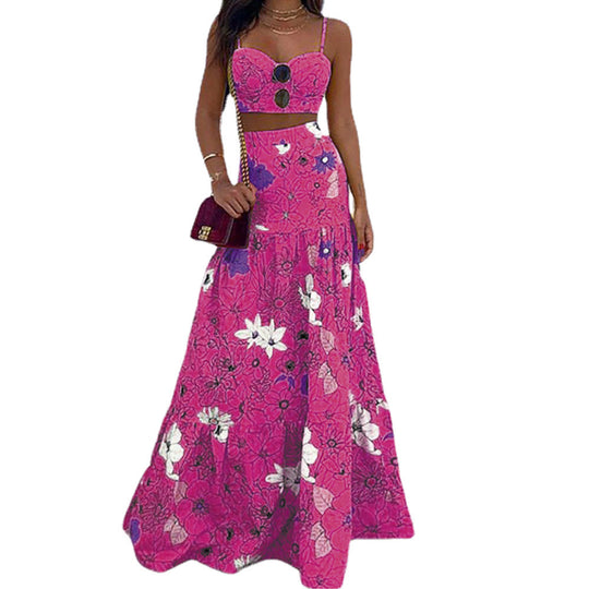 Damen Maxikleid mit floralem Design und schickem Bustier-Oberteil EB