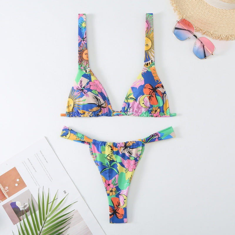 Damen wunderschöner Bikini mit floralen Mustern EB