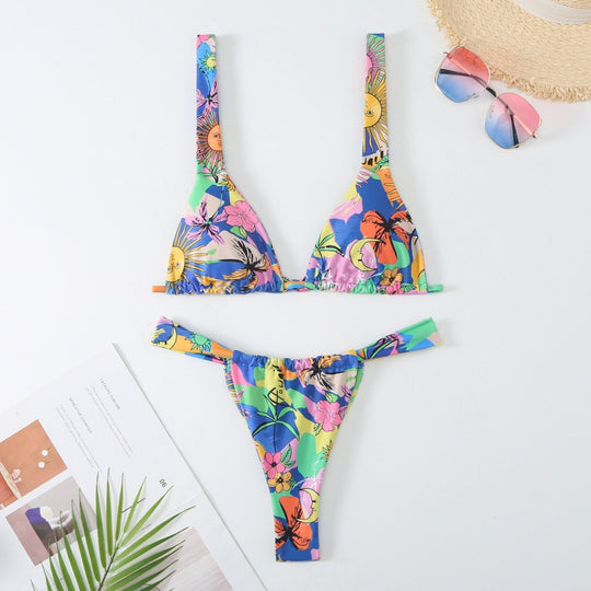 Damen wunderschöner Bikini mit floralen Mustern EB