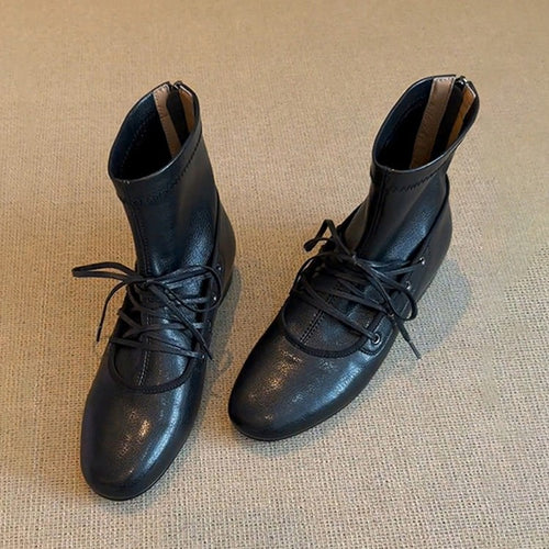 Damen elegante Schnürstiefel mit praktischer Reißverschlussöffnung EB