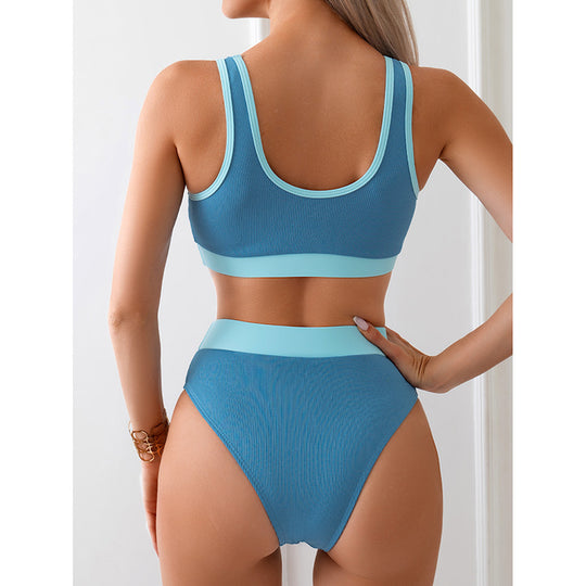 Damen hochgeschnittenes Bikini-Set mit sportlichem Design EB