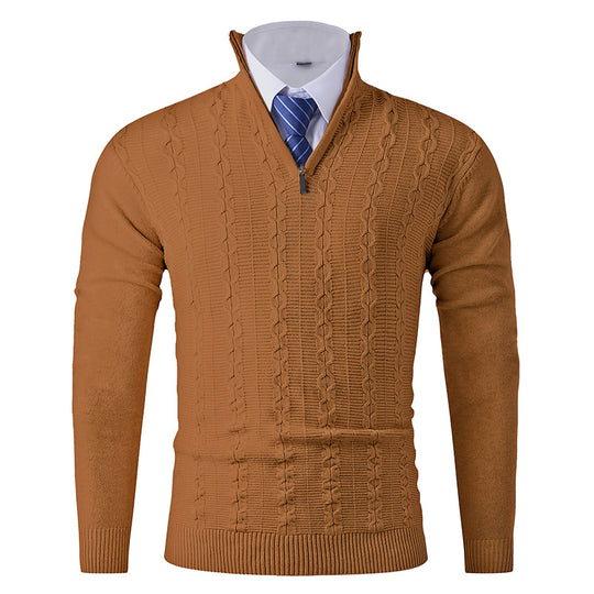 Herren modischer Rollkragenpullover mit strukturiertem Zopfdesign EB
