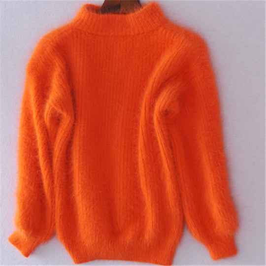 Damen Flauschiger Mohair-Mix Pullover mit Stehkragen und Oversize-Silhouette EB