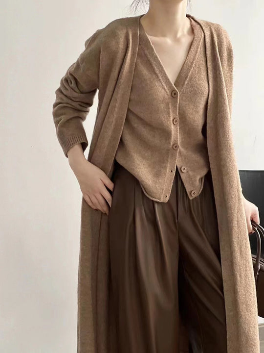 Damen Gemütliche Strickjacke mit offenem Schnitt und dekorativem Knopf EB