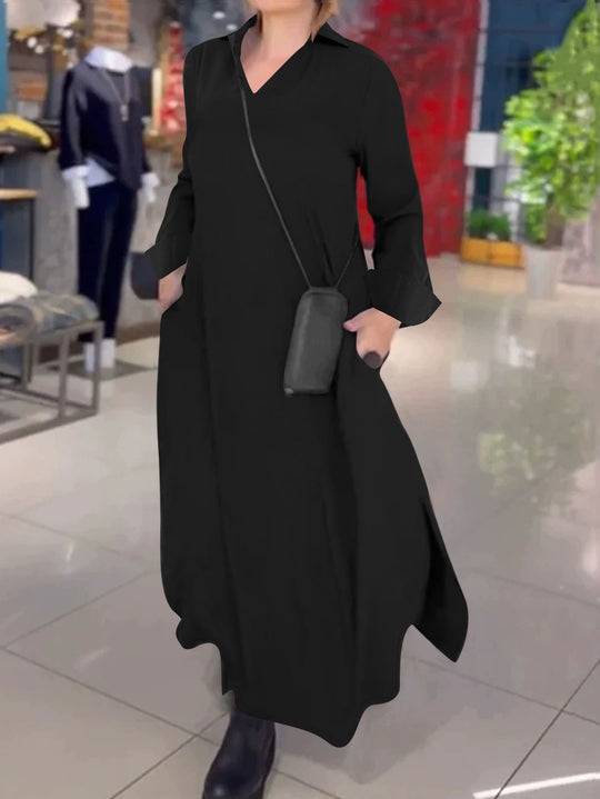 Damen Maxikleid mit praktischem V-Ausschnitt und Taschen EB