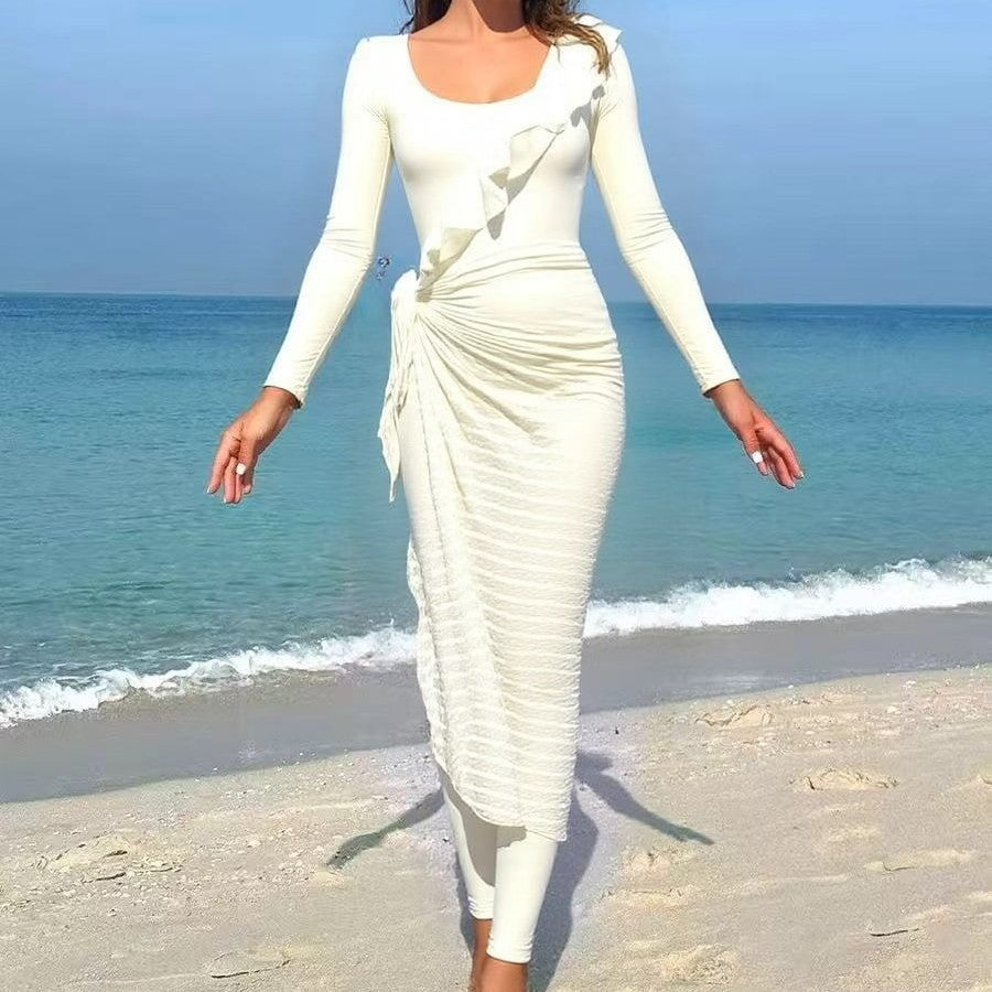 Damen Elegantes Sommerkleid mit Wickeloptik EB