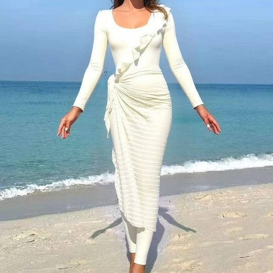 Damen Elegantes Sommerkleid mit Wickeloptik EB