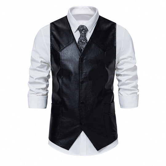 Herren elegante Kunstlederweste EB