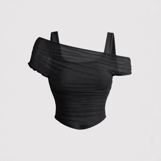 Damen Off-Shoulder Oberteil mit Raffung EB