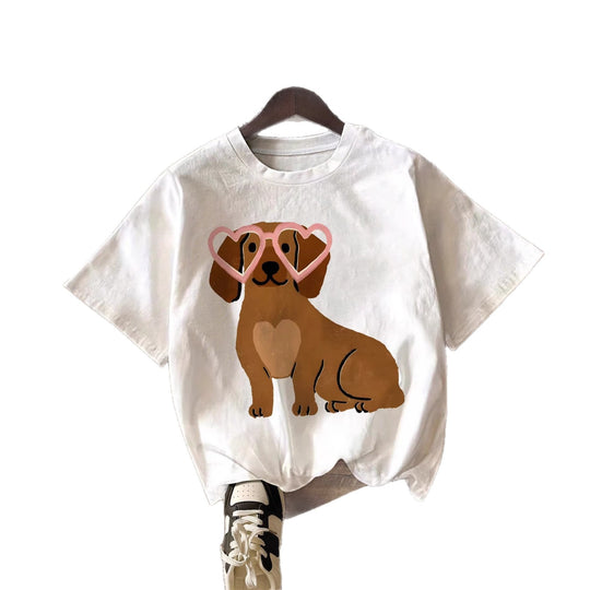 Damen T-Shirt mit niedlichem Hunde-Motiv und verspieltem Design EB