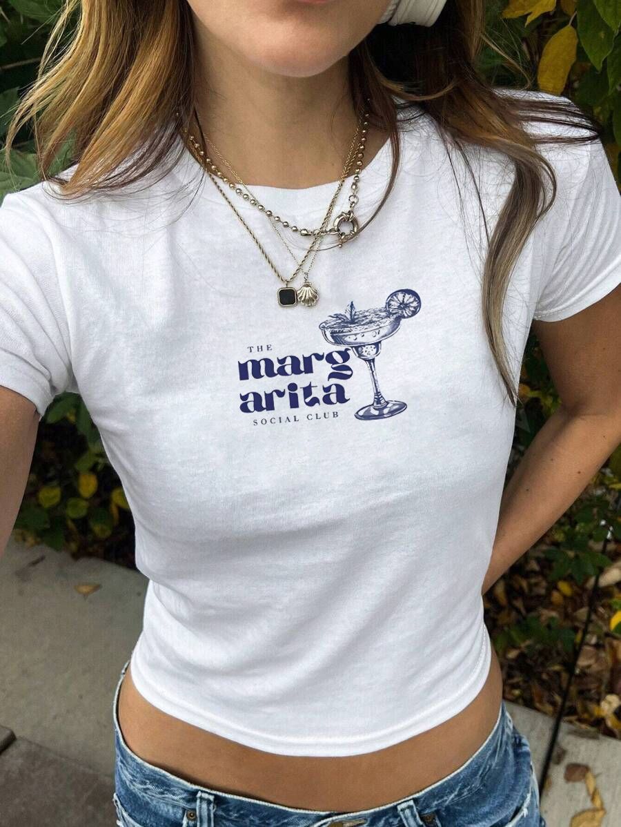 Damen Crop-T-Shirt mit kreativem Skelettdesign und inspirierendem Schriftzug EB