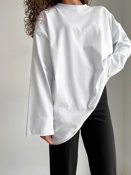 Damen Oversize Langarmshirt mit hohem Kragen EB
