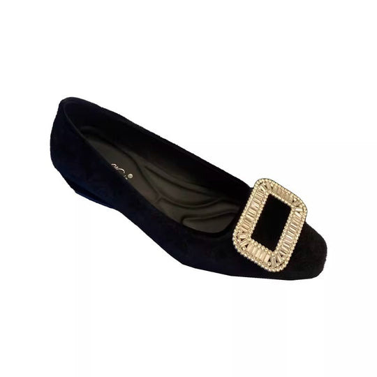 Damen elegante Ballerinas mit schimmerndem Schmuckdetail EB
