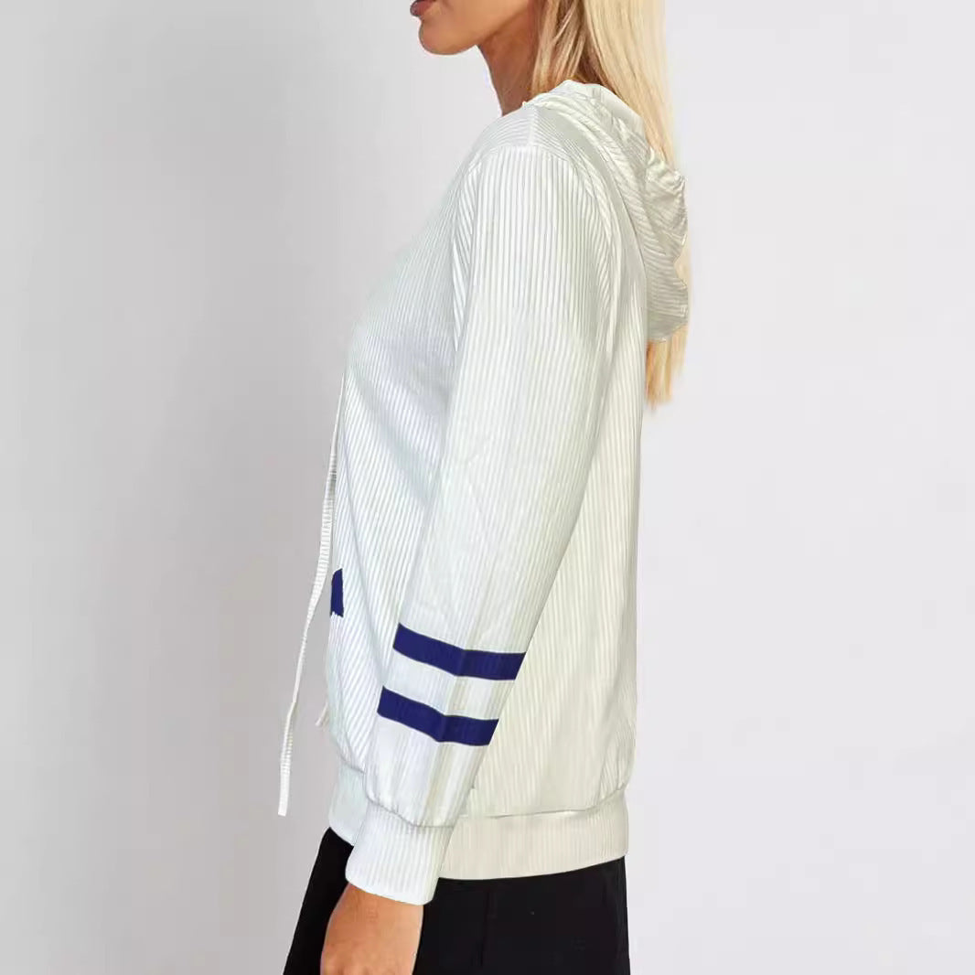Damen Kapuzenpullover mit maritimem Anker-Design und strukturiertem Stoff EB