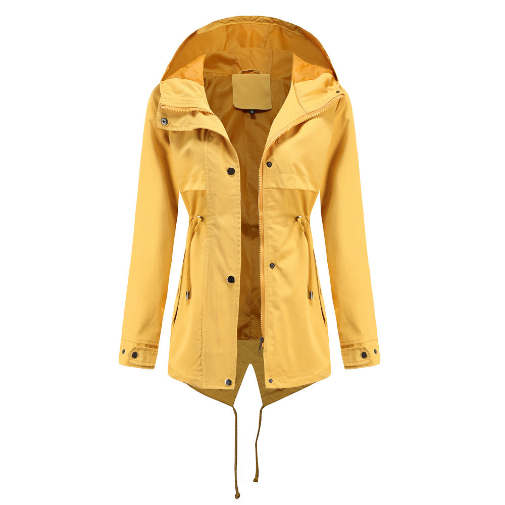Damen nan wasserabweisender Parka mit taillenkordel und asymmetrischem Saum EB