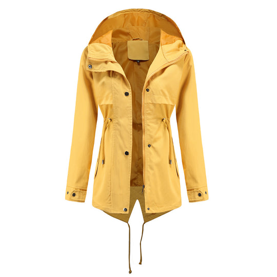 Damen nan wasserabweisender Parka mit taillenkordel und asymmetrischem Saum EB
