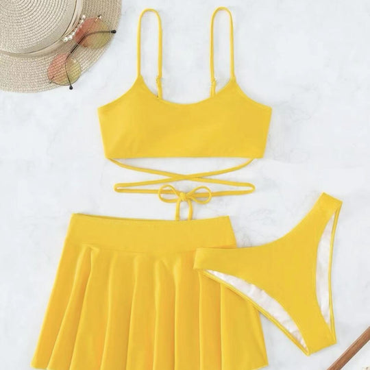 Damen Bikini-Set mit transparentem Rock und verstellbarem Oberteil EB