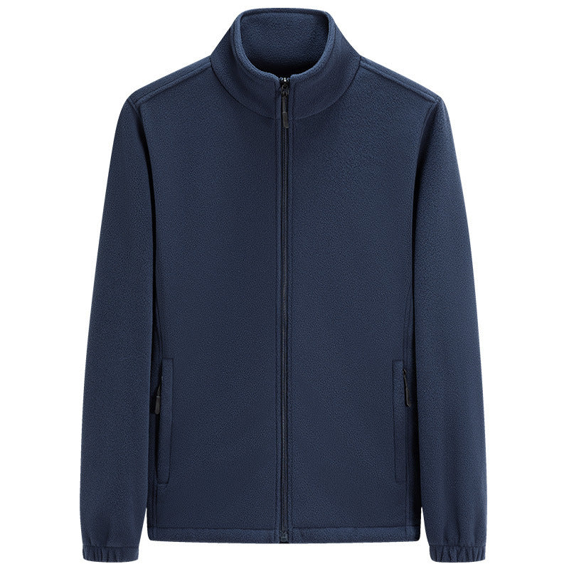 Herren klassische leichte Fleece-Zipjacke mit Stehkragen und Eingrifftaschen EB