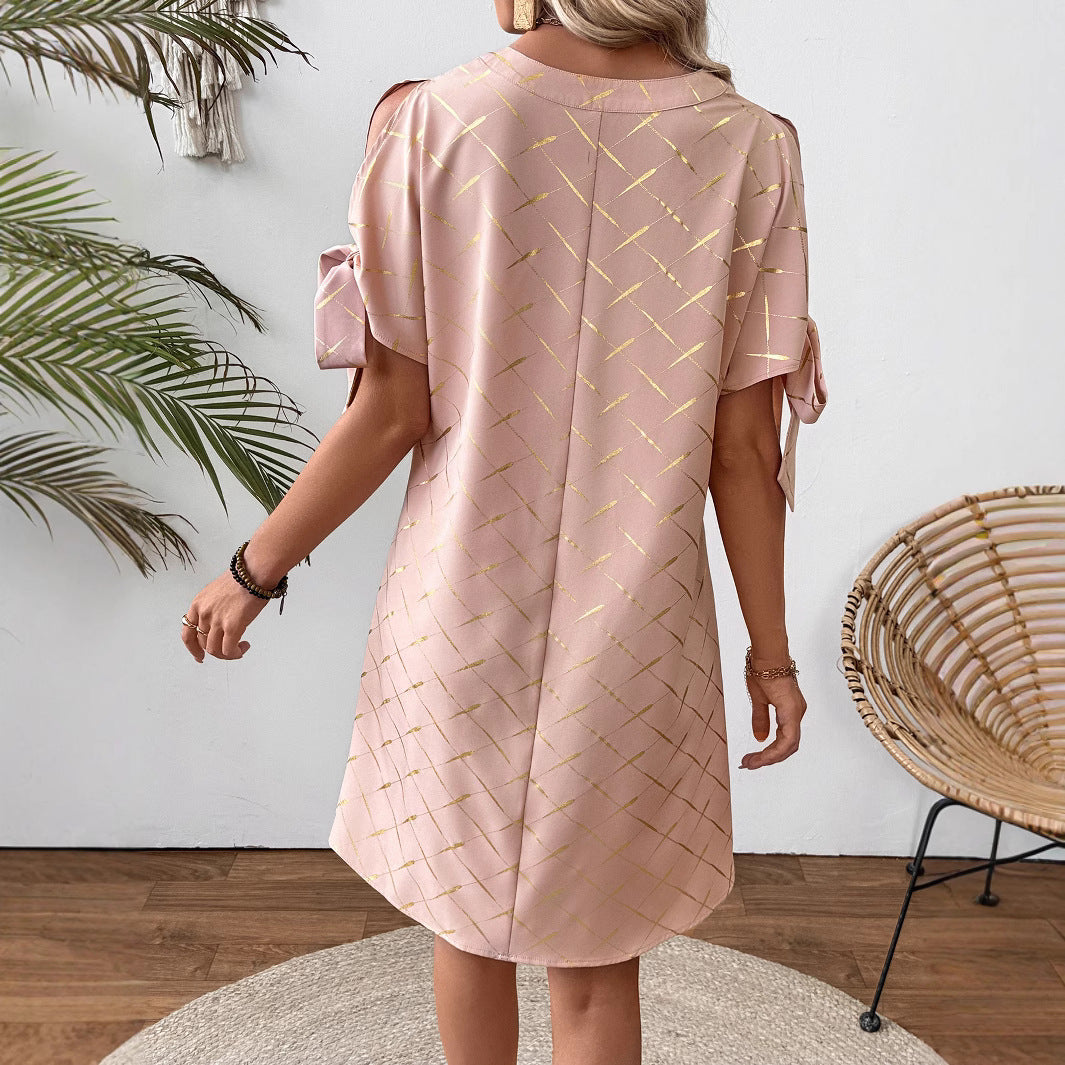 Damen lässiges Kleid mit leichten Puffärmeln EB