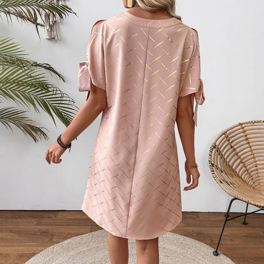 Damen lässiges Kleid mit leichten Puffärmeln EB