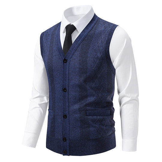 Herren elegante Weste mit strukturiertem Design und praktischen Taschen EB