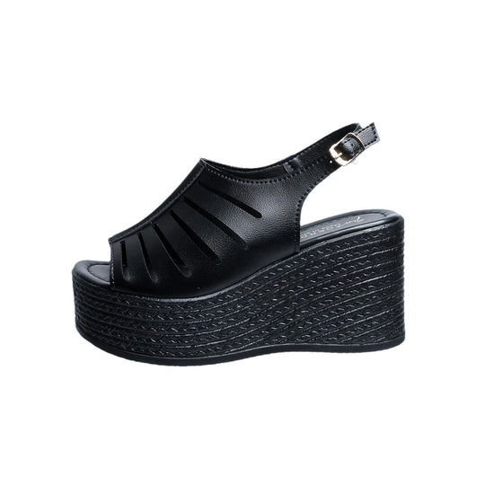 Damen Wedge-Pantoletten mit dekorativem Cut-Out-Design und rutschfester Sohle EB