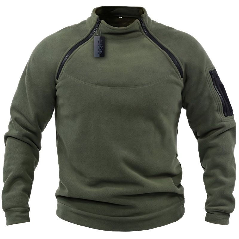 Herren Funktions-Fleecepullover mit Schulterbelüftung, hohem Stehkragen und Ärmeltasche EB