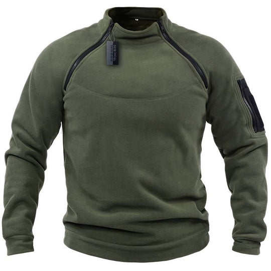 Herren Funktions-Fleecepullover mit Schulterbelüftung, hohem Stehkragen und Ärmeltasche EB