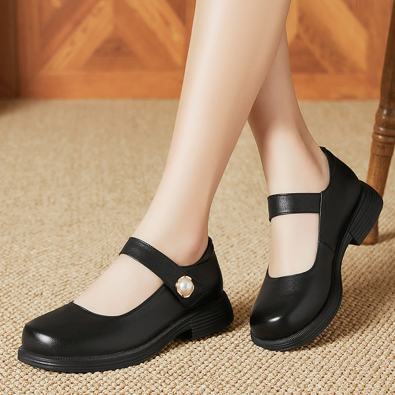 Damen Elegante Mary Jane Ballerinas mit modischem Riemen und bequemem Fußbett EB