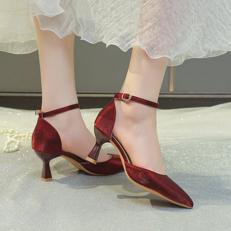 Damen elegante High Heel Pumps mit schmalem Riemen EB