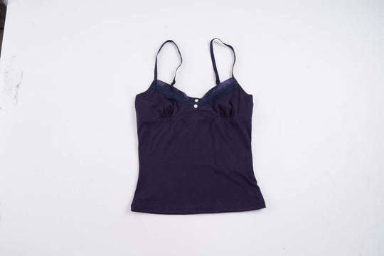 Damen Spaghetti-Trägertop mit eleganter Spitzenlage und Knopfleiste EB