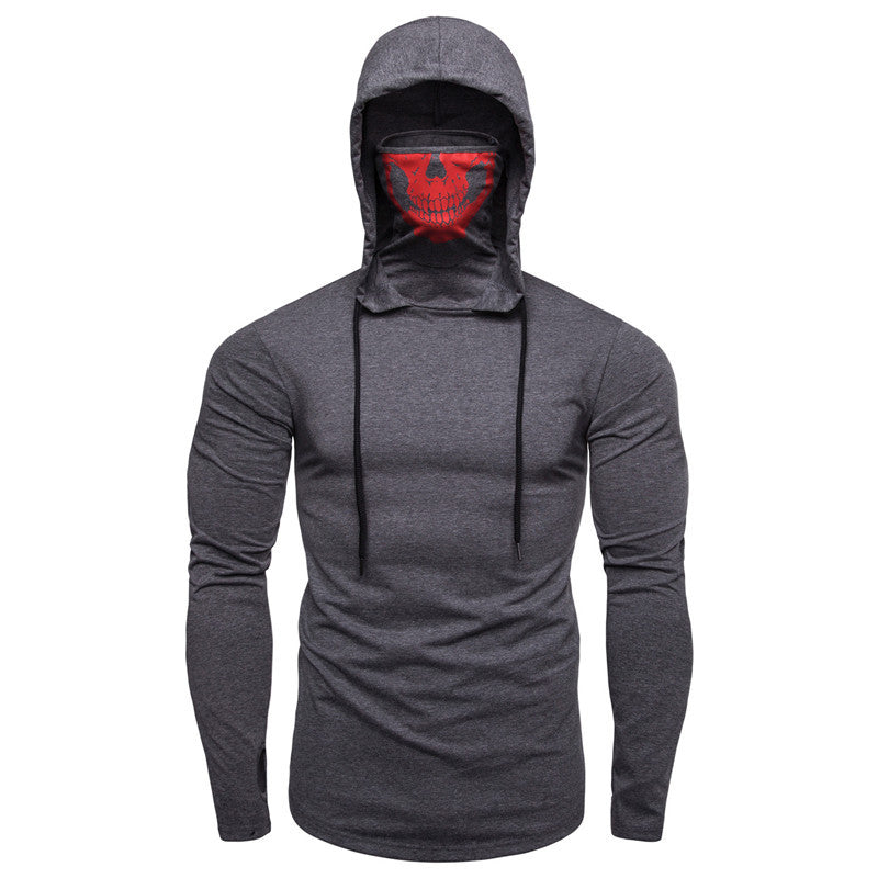 Herren Langarmshirt mit Kapuze und einzigartigem Totenkopfdesign EB