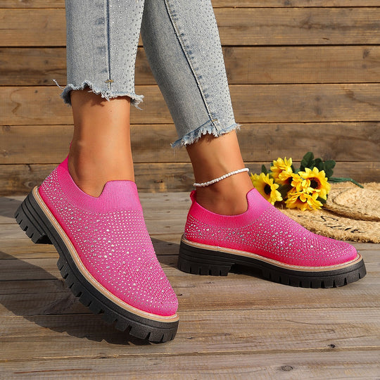 Damen Glitzernde Slip-On Sneakers mit verstärkter Sohle EB