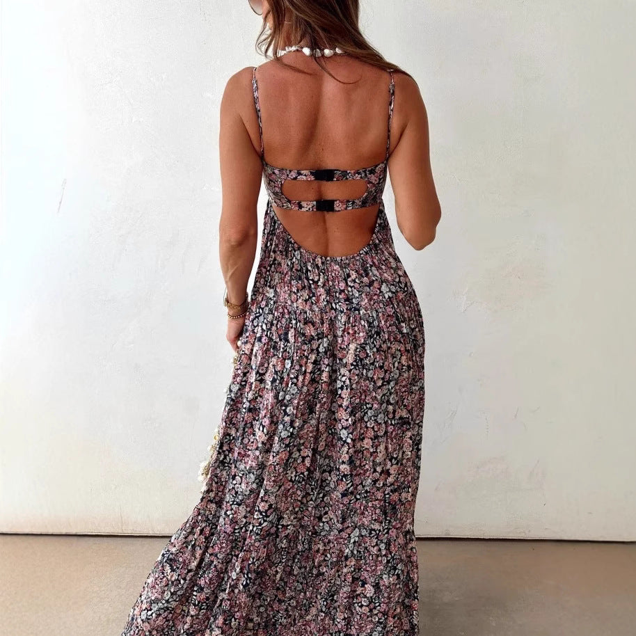 Damen Langes Sommerkleid mit floralen Mustern und lässigem Schnitt EB