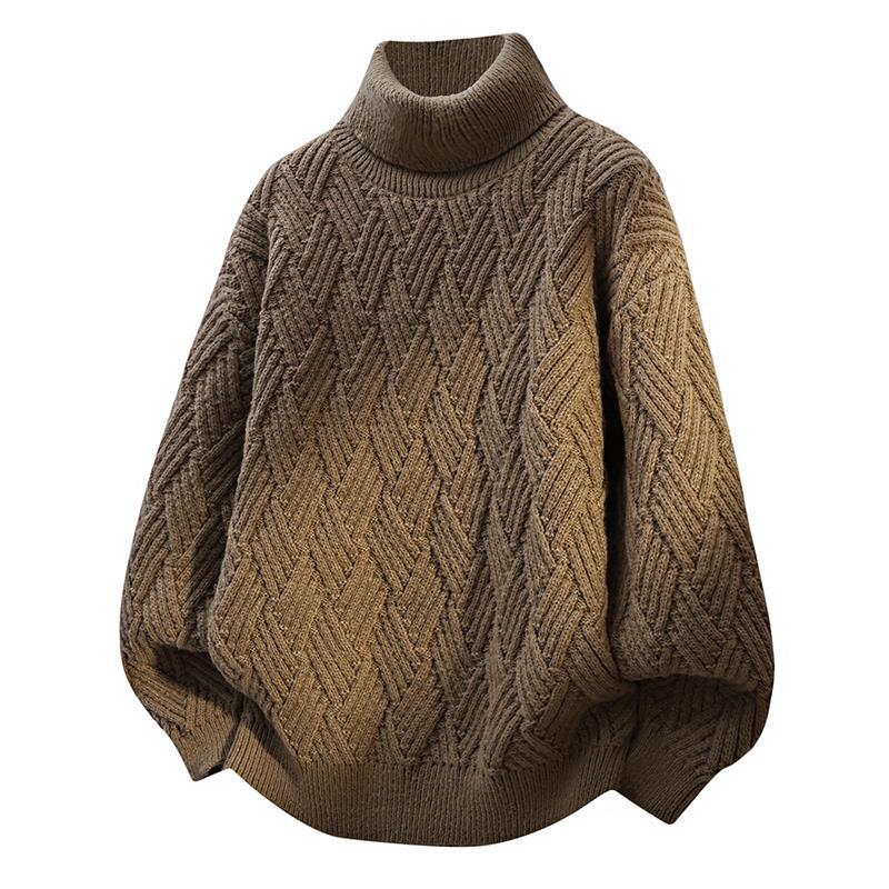 Damen Oversized Rollkragenpullover mit strukturiertem Zopfmuster EB