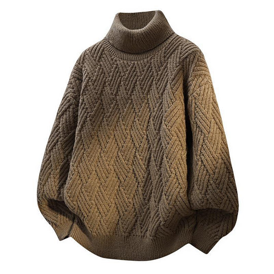 Damen Oversized Rollkragenpullover mit strukturiertem Zopfmuster EB
