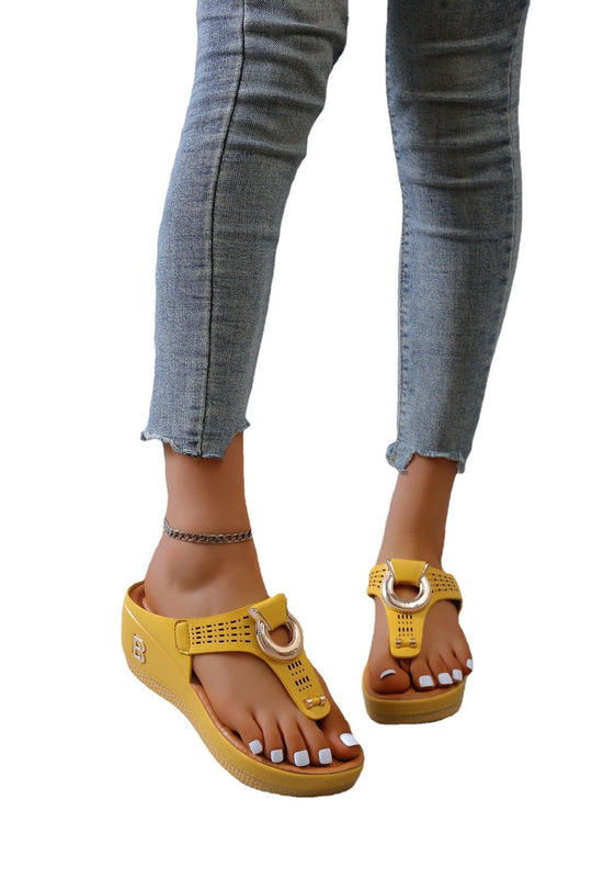Damen modische Zehentrenner-Sandalen mit elegantem Ring-Design und komfortablem Fußbett EB