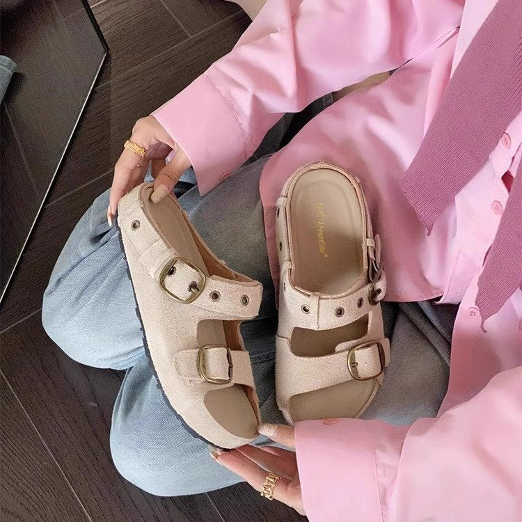 Damen bequeme Clogs mit verstellbarem Schnallenverschluss und weichem Innenfutter EB