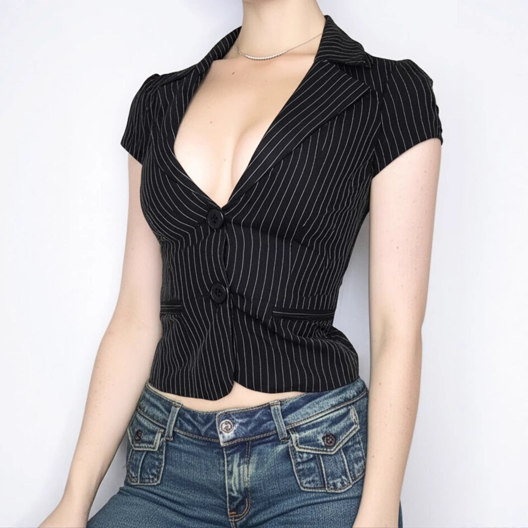 Damen Blazer mit tailliertem Schnitt und modernen Streifen EB