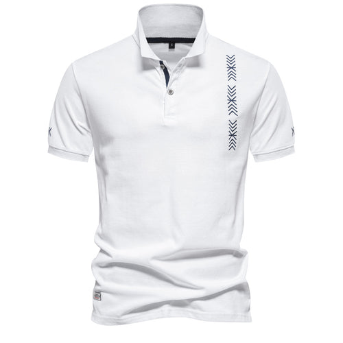 Herren nan legeres Polo mit kurzer Knopfleiste, gesticktem Pfeilmotiv-Panel und Stehkragen EB