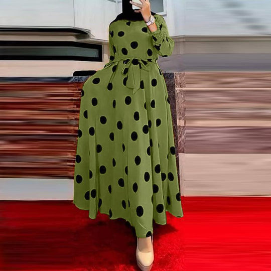 Damen Maxikleid mit auffälligem Polka-Dot-Muster EB