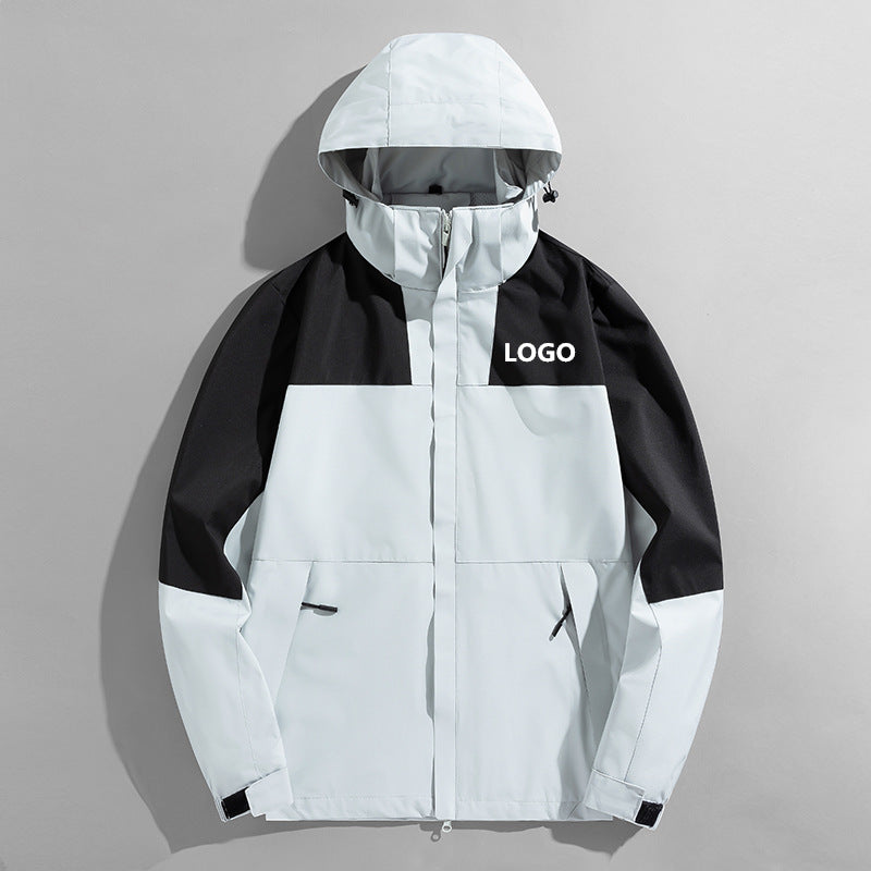 Herren dreilagige Shelljacke mit verschweißten Nähten verstellbarer Kapuze und winddichter Front EB