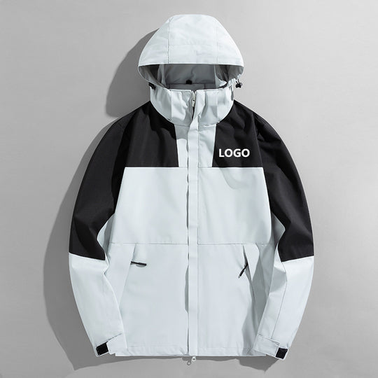 Herren dreilagige Shelljacke mit verschweißten Nähten verstellbarer Kapuze und winddichter Front EB