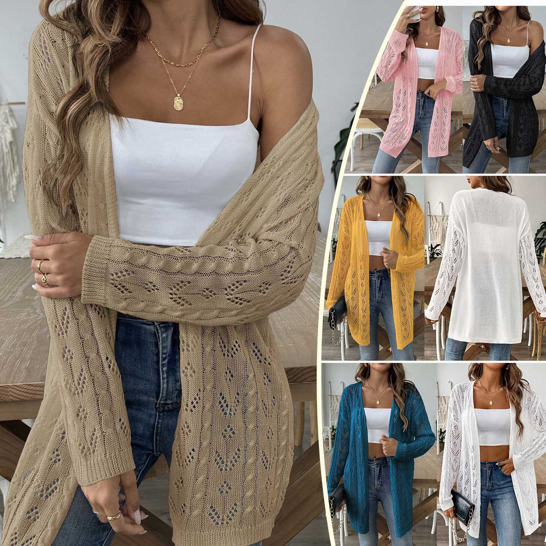 Damen leichte Strickjacke im eleganten Lochmuster EB