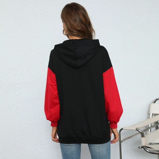 Damen Hoodie-Kleid mit farblich abgesetzten Ärmeln und lässigem Schnitt EB